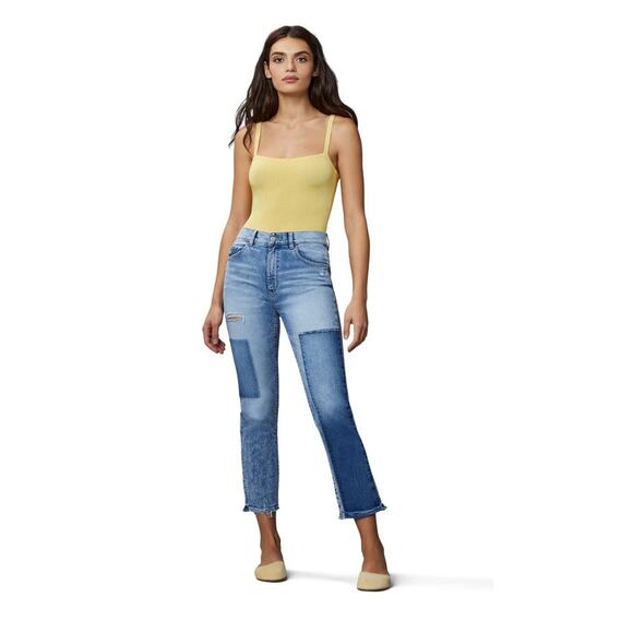 DL1961 Straight Light Patchwork High Rise Vintage Ankle Jean Size 23 - Picture 1 of 10